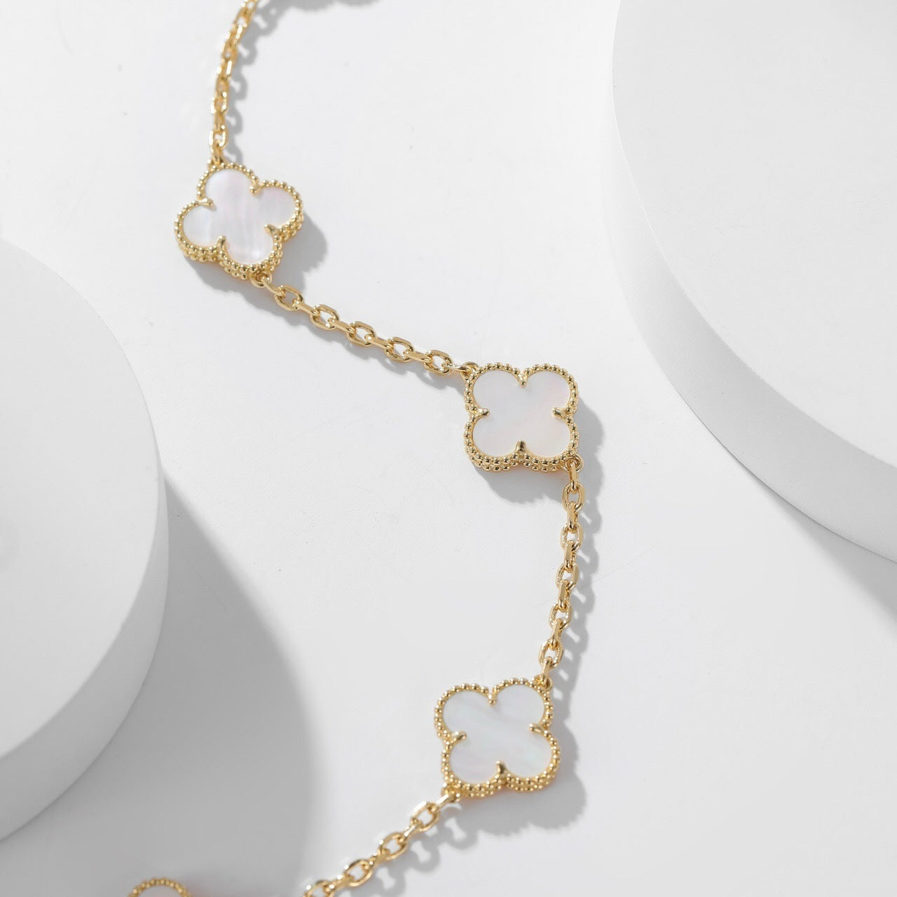 [Luxery]CLOVER 10 MOTIFS WHITE MOTHER OF PEARL NECKLACE