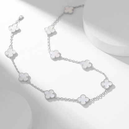 [Luxery]CLOVER 10 MOTIFS WHITE MOTHER OF PEARL NECKLACE