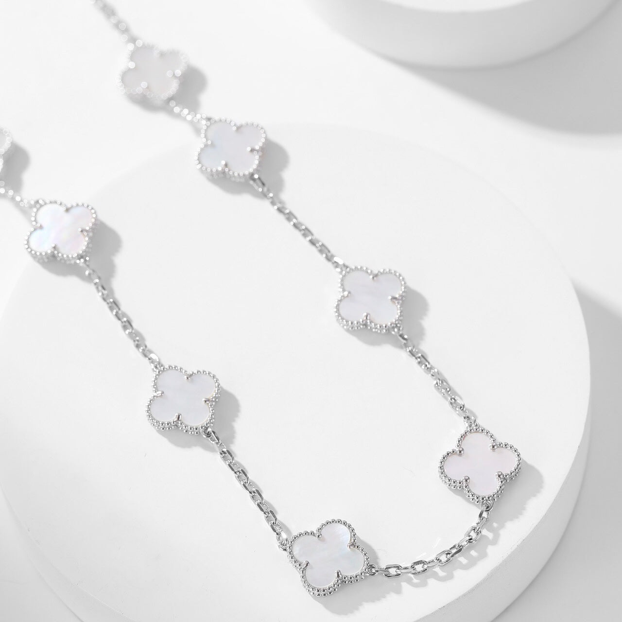 [Luxery]CLOVER 10 MOTIFS WHITE MOTHER OF PEARL NECKLACE