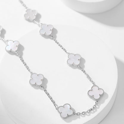 [Luxery]CLOVER 10 MOTIFS WHITE MOTHER OF PEARL NECKLACE