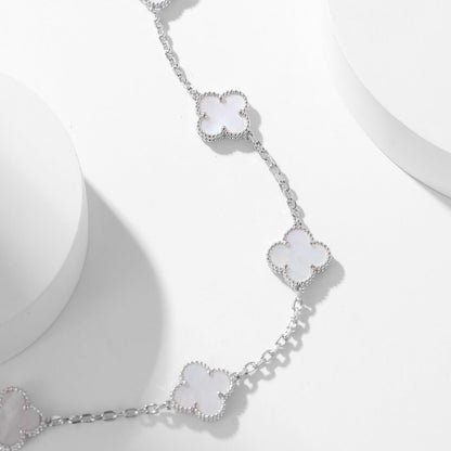 [Luxery]CLOVER 10 MOTIFS WHITE MOTHER OF PEARL NECKLACE