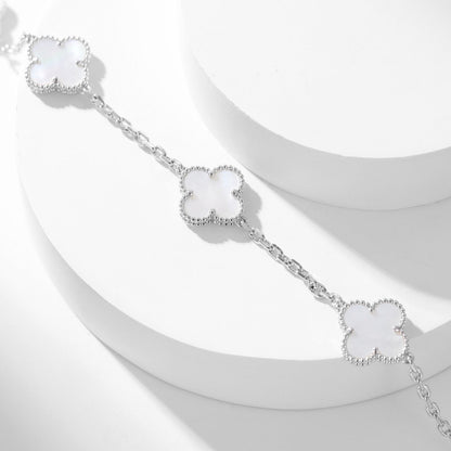 [Luxery]CLOVER 10 MOTIFS WHITE MOTHER OF PEARL NECKLACE