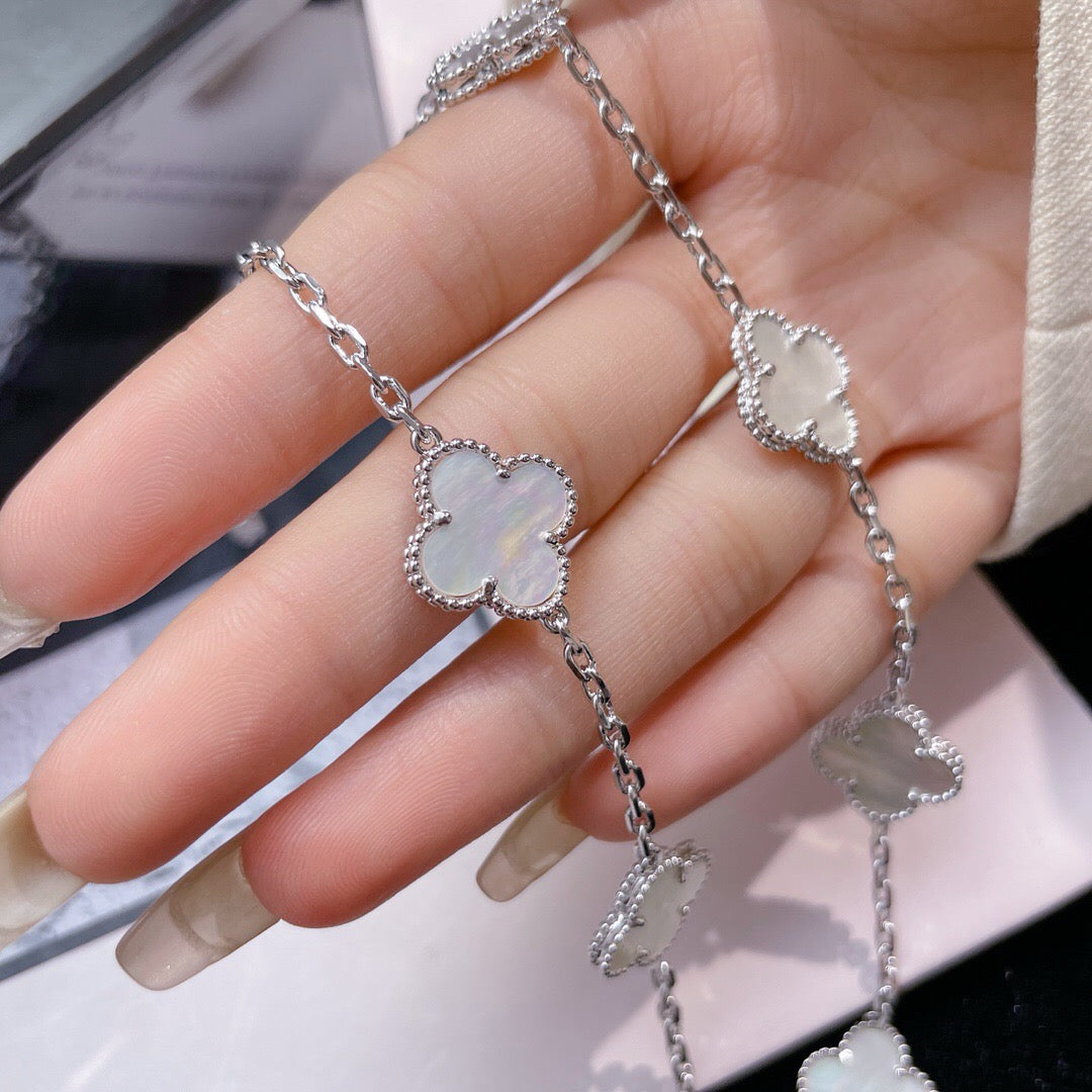 [Luxery]CLOVER 10 MOTIFS WHITE MOTHER OF PEARL NECKLACE