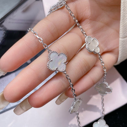 [Luxery]CLOVER 10 MOTIFS WHITE MOTHER OF PEARL NECKLACE