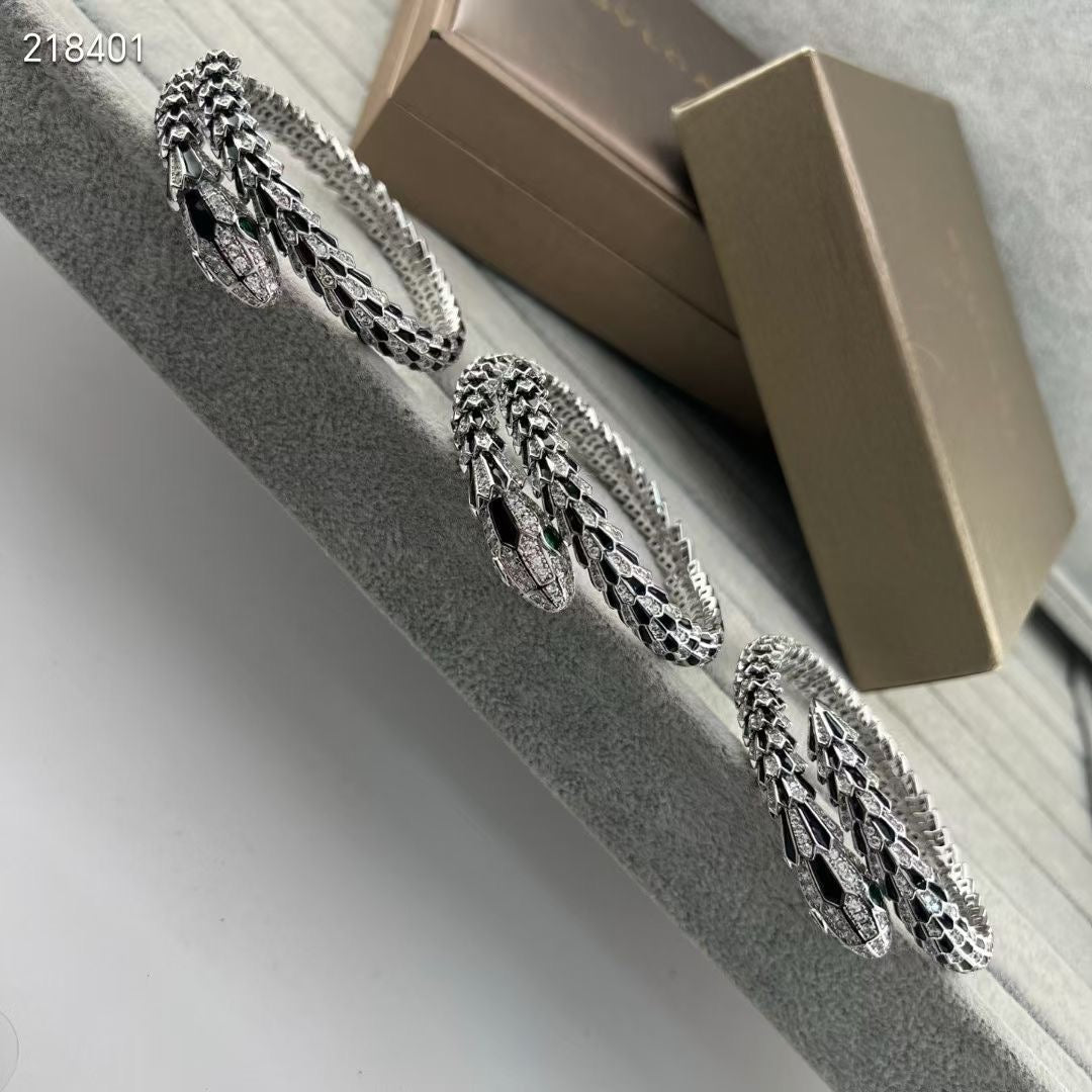 [Luxery]NEW OBSIDIAN & DIAMOND SERPENT BRACELET