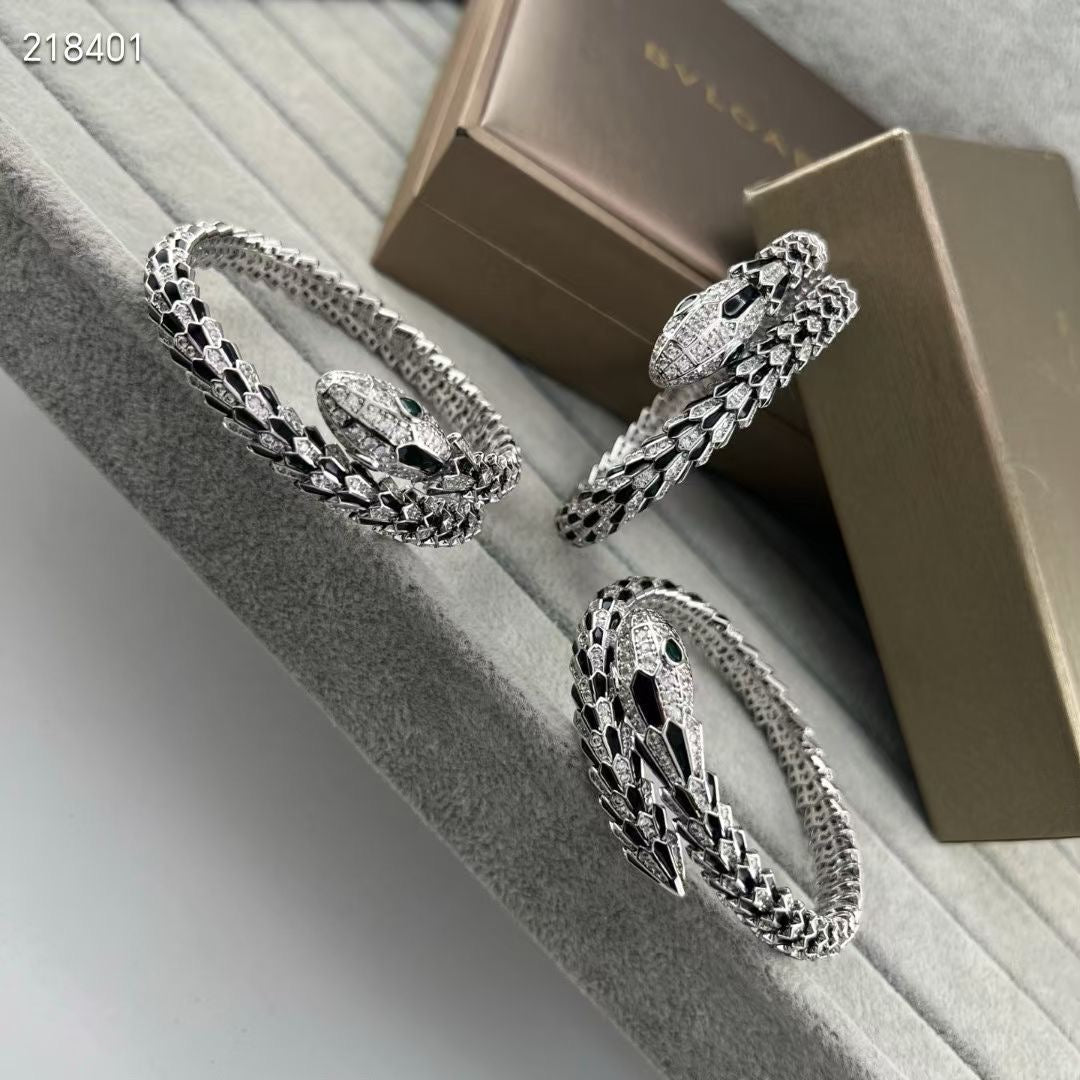 [Luxery]NEW OBSIDIAN & DIAMOND SERPENT BRACELET