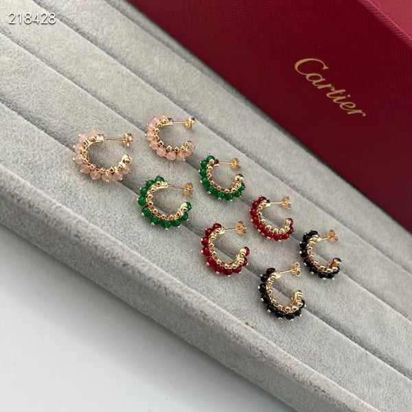 [Luxery]NEW COLORED GEMSTONE COLLECTION SMALL HOOP EARRINGS