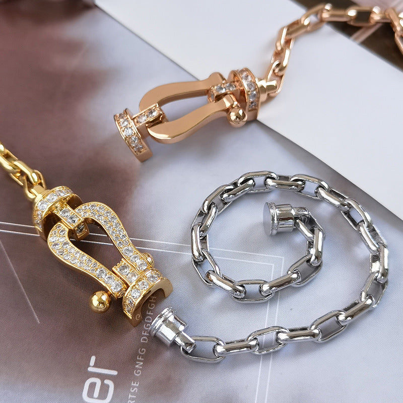 [Luxery]FORCE LARGE HORSESHOE CLASP  METAL BRACELET