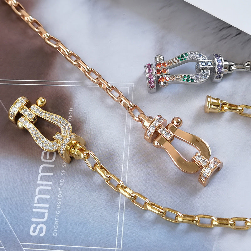 [Luxery]FORCE LARGE HORSESHOE CLASP  METAL BRACELET