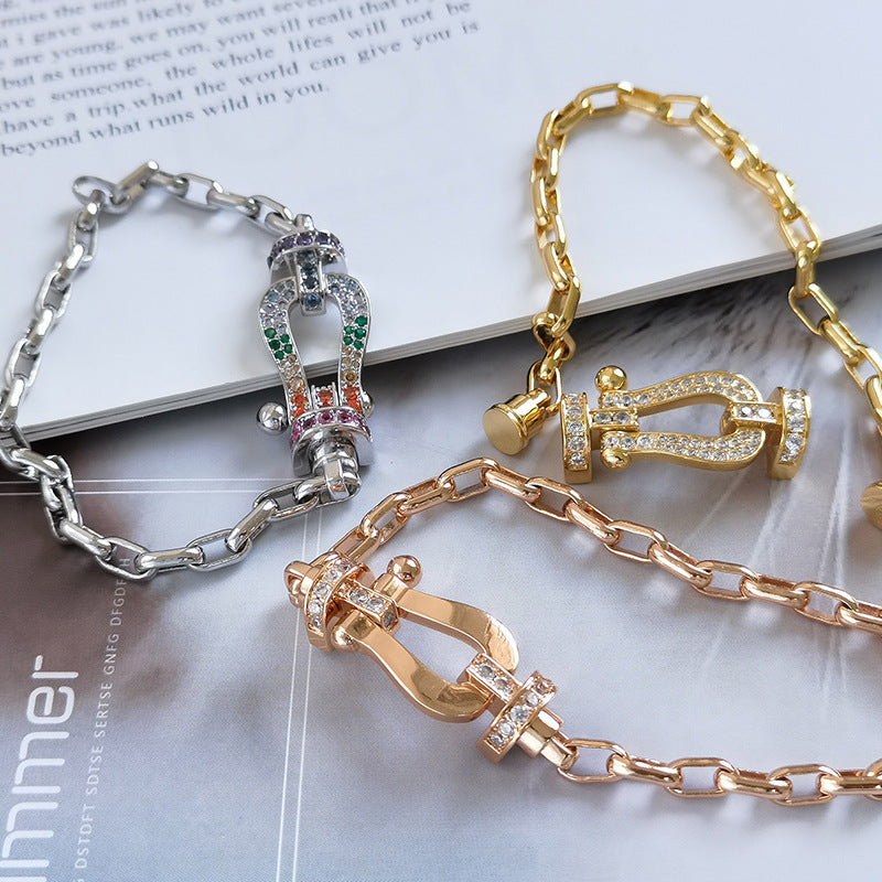 [Luxery]FORCE LARGE HORSESHOE CLASP  METAL BRACELET