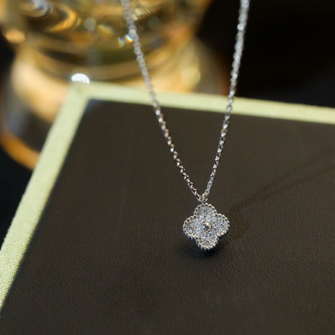 [Luxery]CLOVER MINI 9.5MM PENDANT DIAMOND NECKLACE