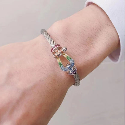 [Luxery]FORCE LARGE HORSESHOE  COLORED DIAMOND BRACELET ROSE GOLD