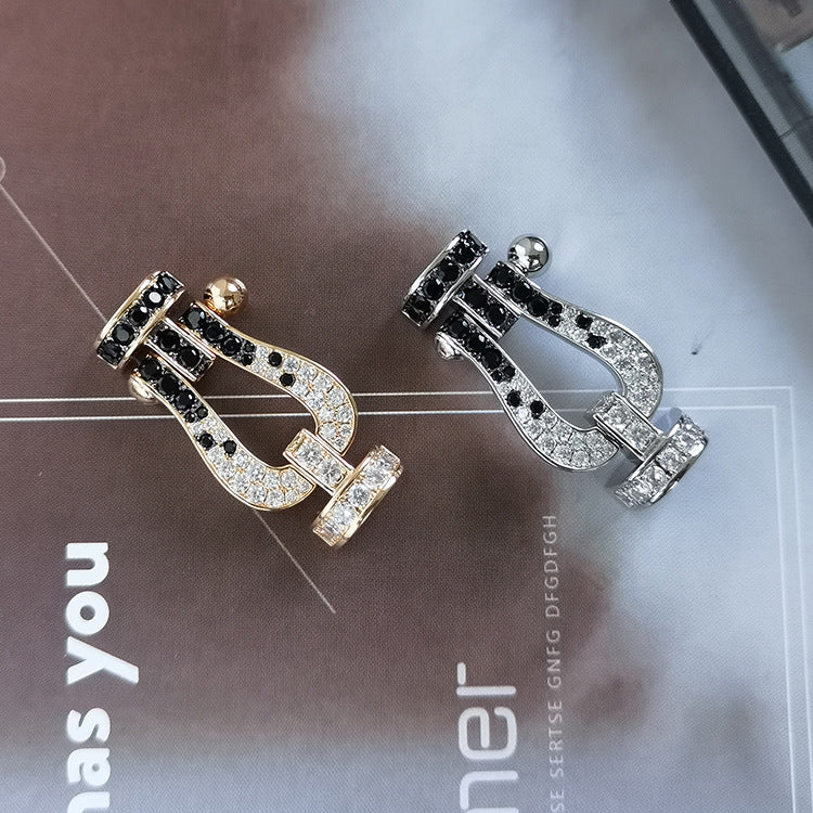 [Luxery]FORCE LARGE HORSESHOE BLACK WHITE DIAMOND BRACELET ROSE GOLD