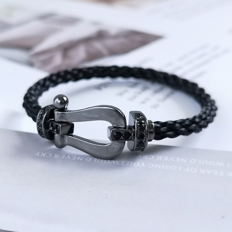 [Luxery]FORCE LARGE SERIES HORSESHOE BLACK SAMURAI BRACELET