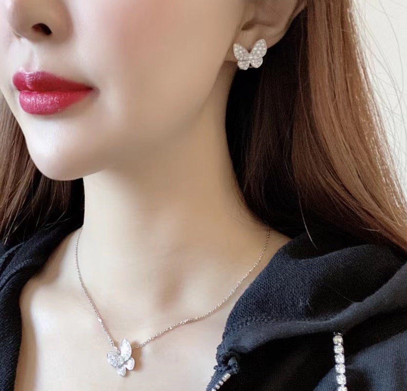 [Luxery]BUTTERFLY ALL DIAMOND EARRINGS