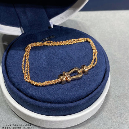 [Luxery]FORCE SMALL HORSESHOE  DIAMOND CHAIN ROPE BRACELET