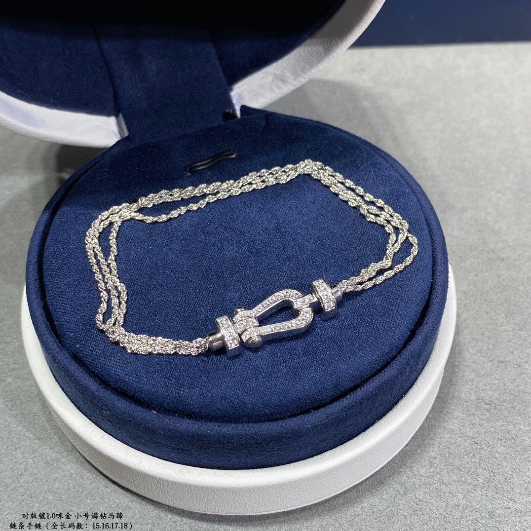 [Luxery]FORCE SMALL HORSESHOE  DIAMOND CHAIN ROPE BRACELET