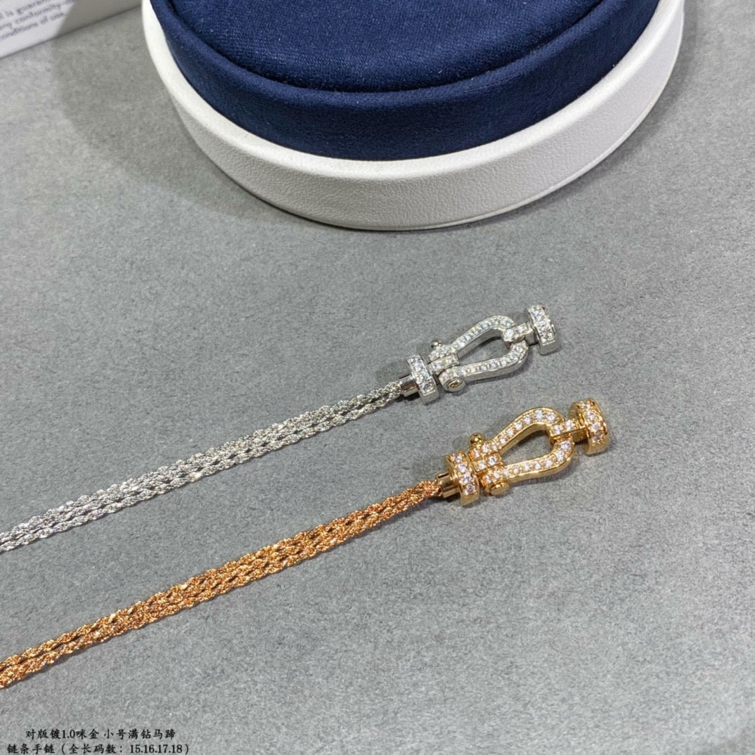 [Luxery]FORCE SMALL HORSESHOE  DIAMOND CHAIN ROPE BRACELET
