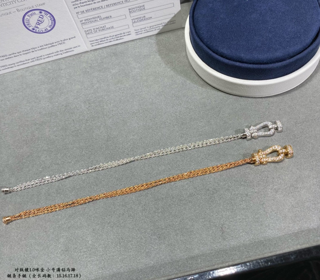 [Luxery]FORCE SMALL HORSESHOE  DIAMOND CHAIN ROPE BRACELET