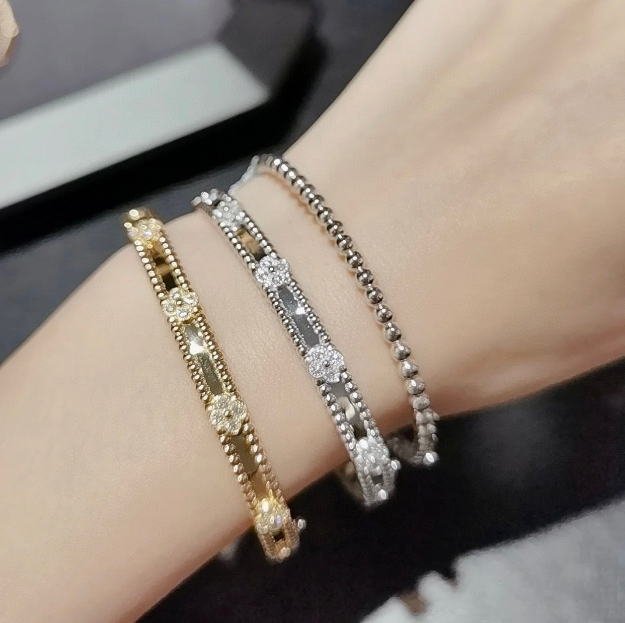 [Luxery]CLOVER BRACELET 4MM DIAMONDS