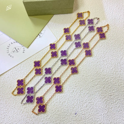 [Luxery Jewelry]CLOVER 10 MOTIFS  PURPLE VIOLET  NECKLACE