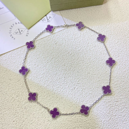 [Luxery Jewelry]CLOVER 10 MOTIFS  PURPLE VIOLET  NECKLACE