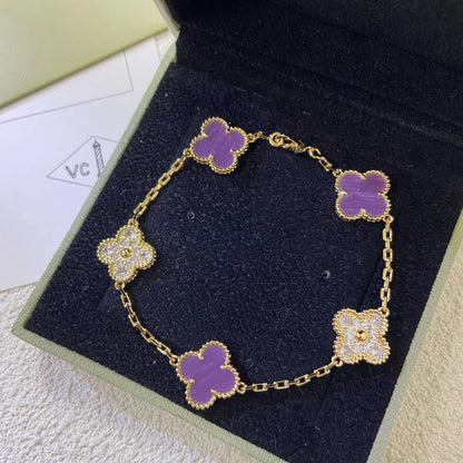 [Luxery] CLOVER 5 MOTIF VIOLET BRACELET COLLECTION
