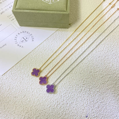 [Luxery Jewelry]CLOVER 15MM  PURPLE VIOLET NECKLACE