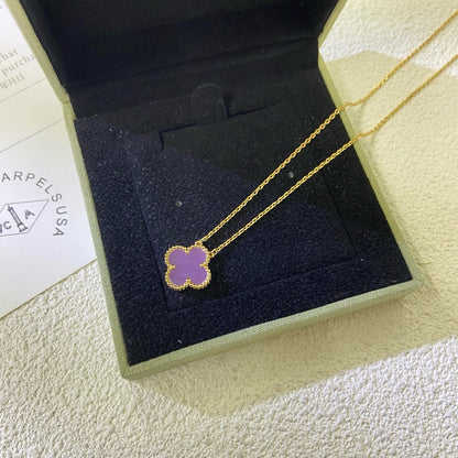 [Luxery Jewelry]CLOVER 15MM  PURPLE VIOLET NECKLACE