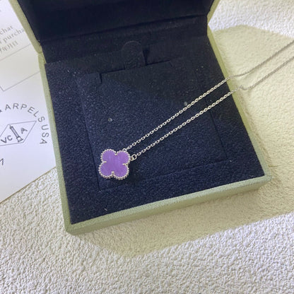 [Luxery Jewelry]CLOVER 15MM  PURPLE VIOLET NECKLACE