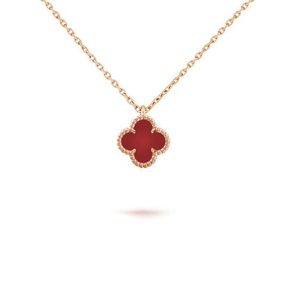 [Luxery]CLOVER MINI 9.5MM WHITE CARNELIANS NECKLACE