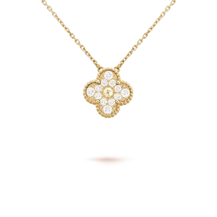 [Luxery]CLOVER 15MM DIAMOND SINGLE FLOWER NECKLACE
