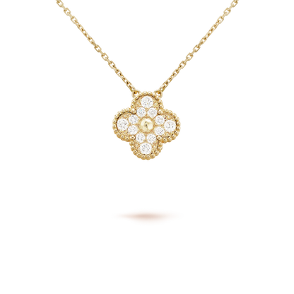 [Luxery]CLOVER 15MM DIAMOND SINGLE FLOWER NECKLACE
