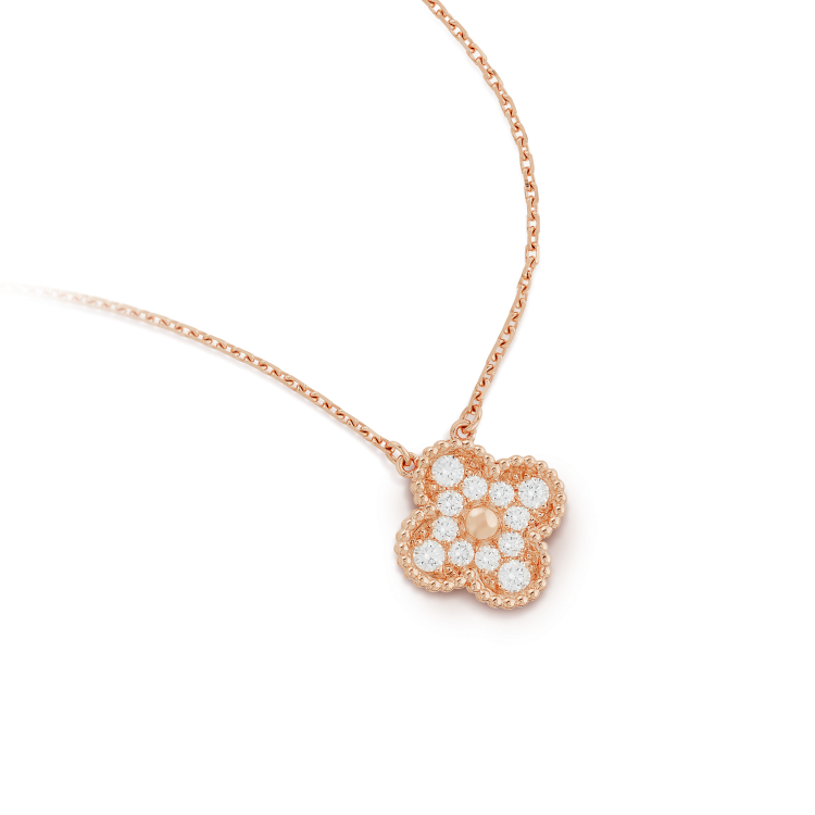 [Luxery]CLOVER 15MM DIAMOND SINGLE FLOWER NECKLACE