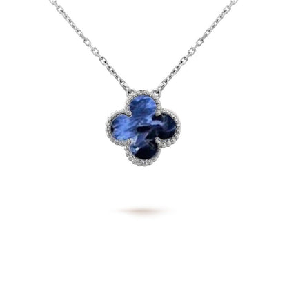 [Luxery]CLOVER 15MM PIETERSITE NECKLACE SILVER