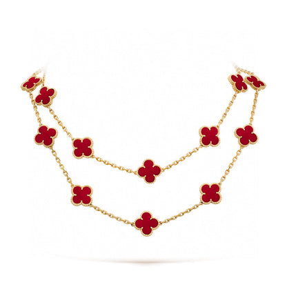 [Luxery]CLOVER 20 MOTIFS CARNELIAN NECKLACE