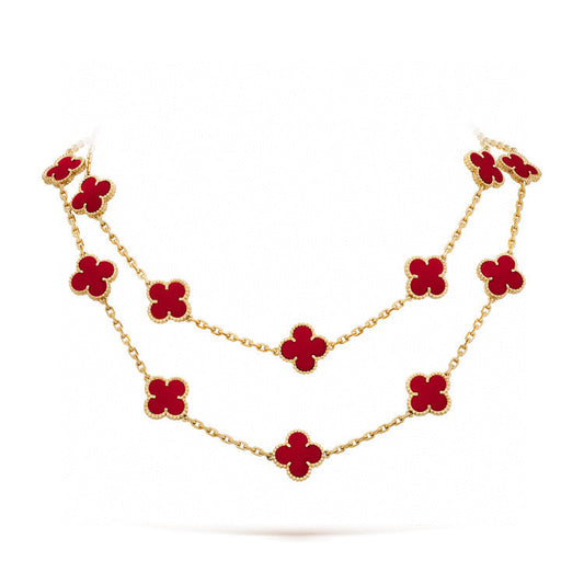 [Luxery]CLOVER 20 MOTIFS CARNELIAN NECKLACE