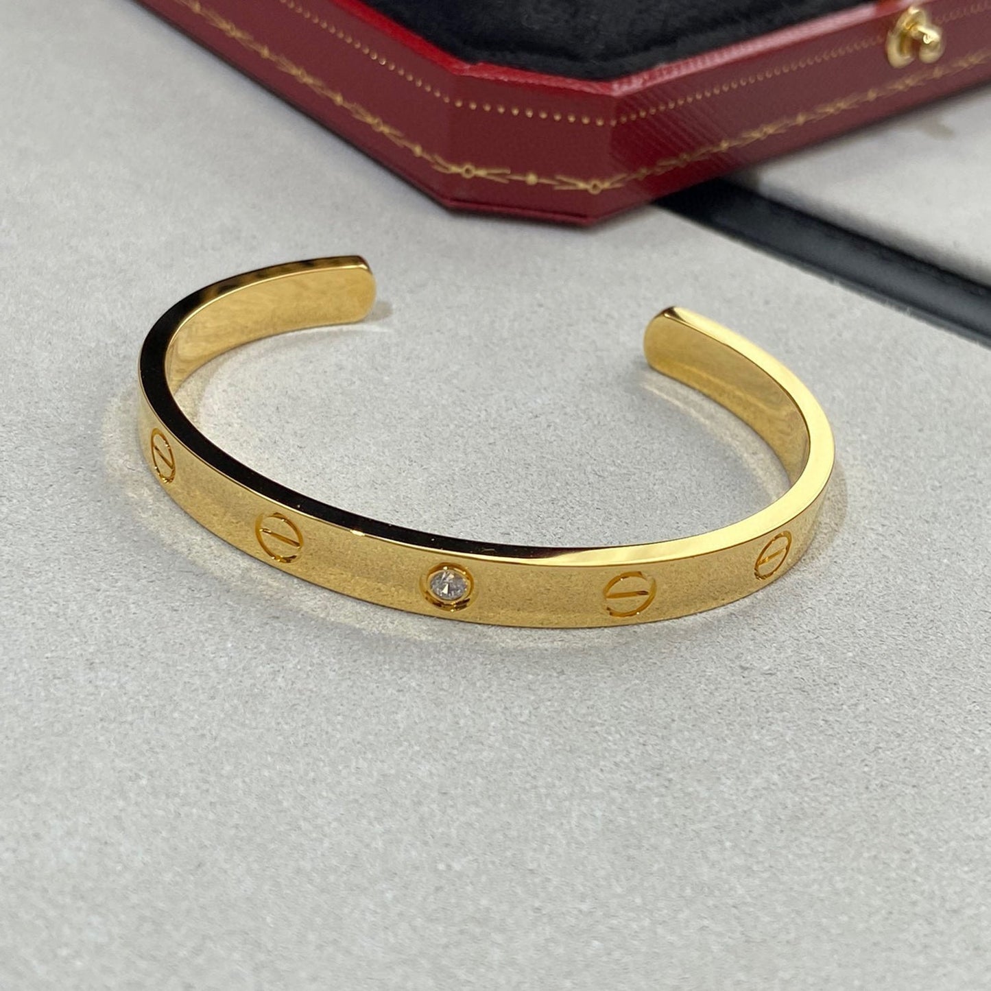 [Luxery]LOVE BRACELET 6.1MM 1 DIAMOND OPEN CUFF