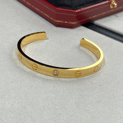 [Luxery]LOVE BRACELET 6.1MM 1 DIAMOND OPEN CUFF