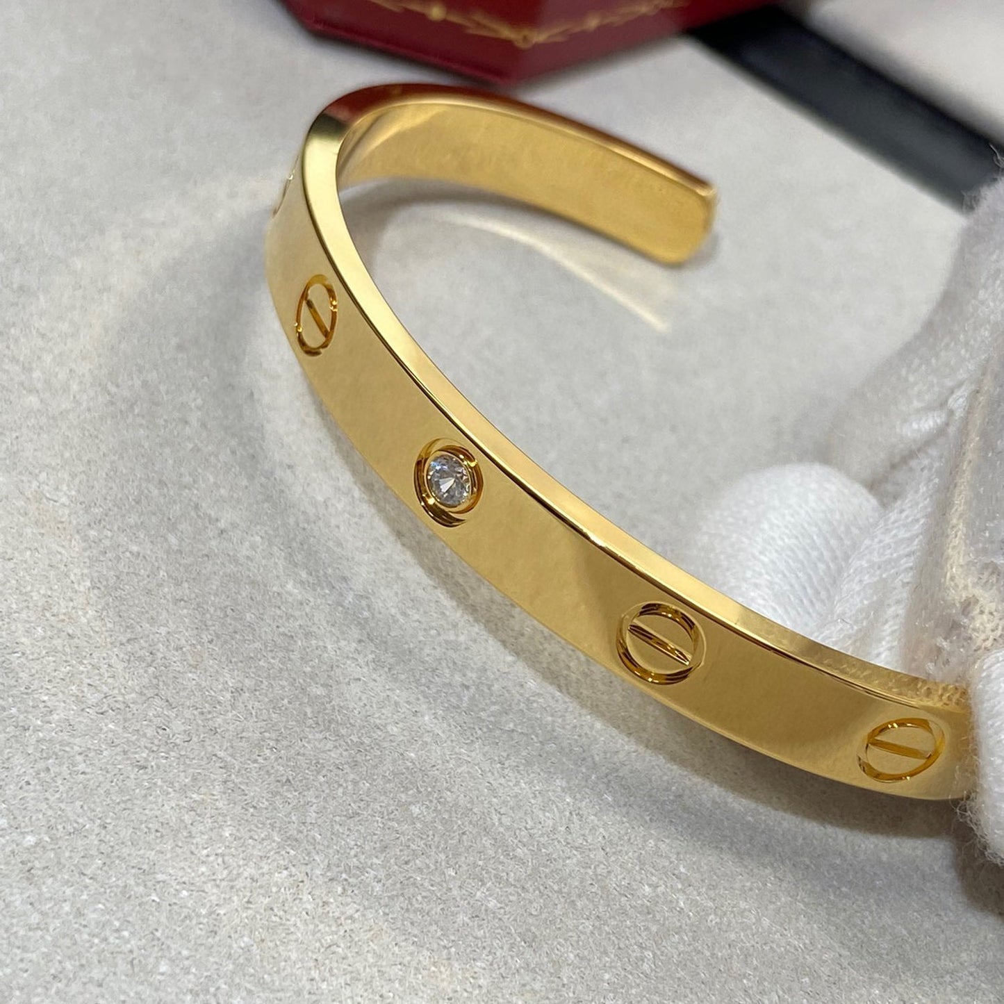 [Luxery]LOVE BRACELET 6.1MM 1 DIAMOND OPEN CUFF