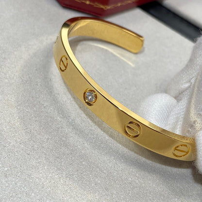 [Luxery]LOVE BRACELET 6.1MM 1 DIAMOND OPEN CUFF