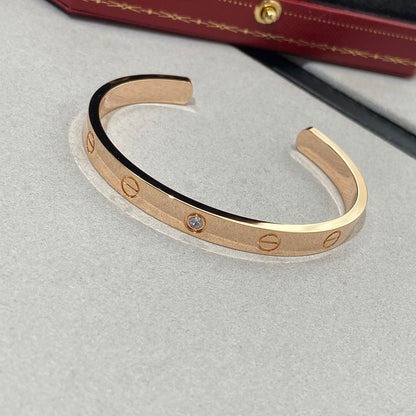 [Luxery]LOVE BRACELET 6.1MM 1 DIAMOND OPEN CUFF
