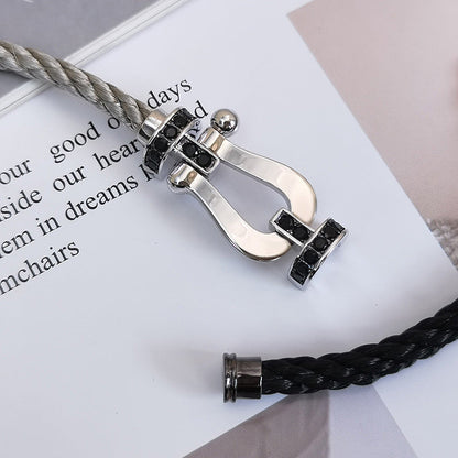 [Luxery]FORCE LARGE HORSESHOE BLACK DIAMOND BRACELET SILVER