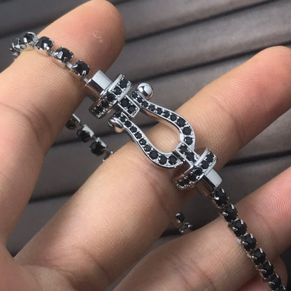 [Luxery]FORCE  LARGE HORSESHOE FULL DIAMOND TENNIS BRACELET