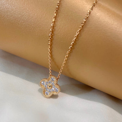 [Luxery]CLOVER 15MM DIAMOND SINGLE FLOWER NECKLACE