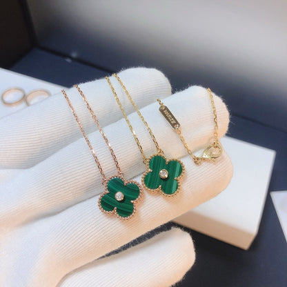 [Luxery]CLOVER 15MM DIAMOND TURQUOISE NECKLACE