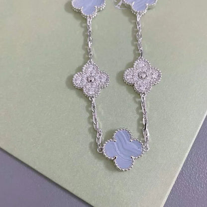 [Luxery] CLOVER 5 MOTIF PURPLE CHALCEDONY BRACELET COLLECTION