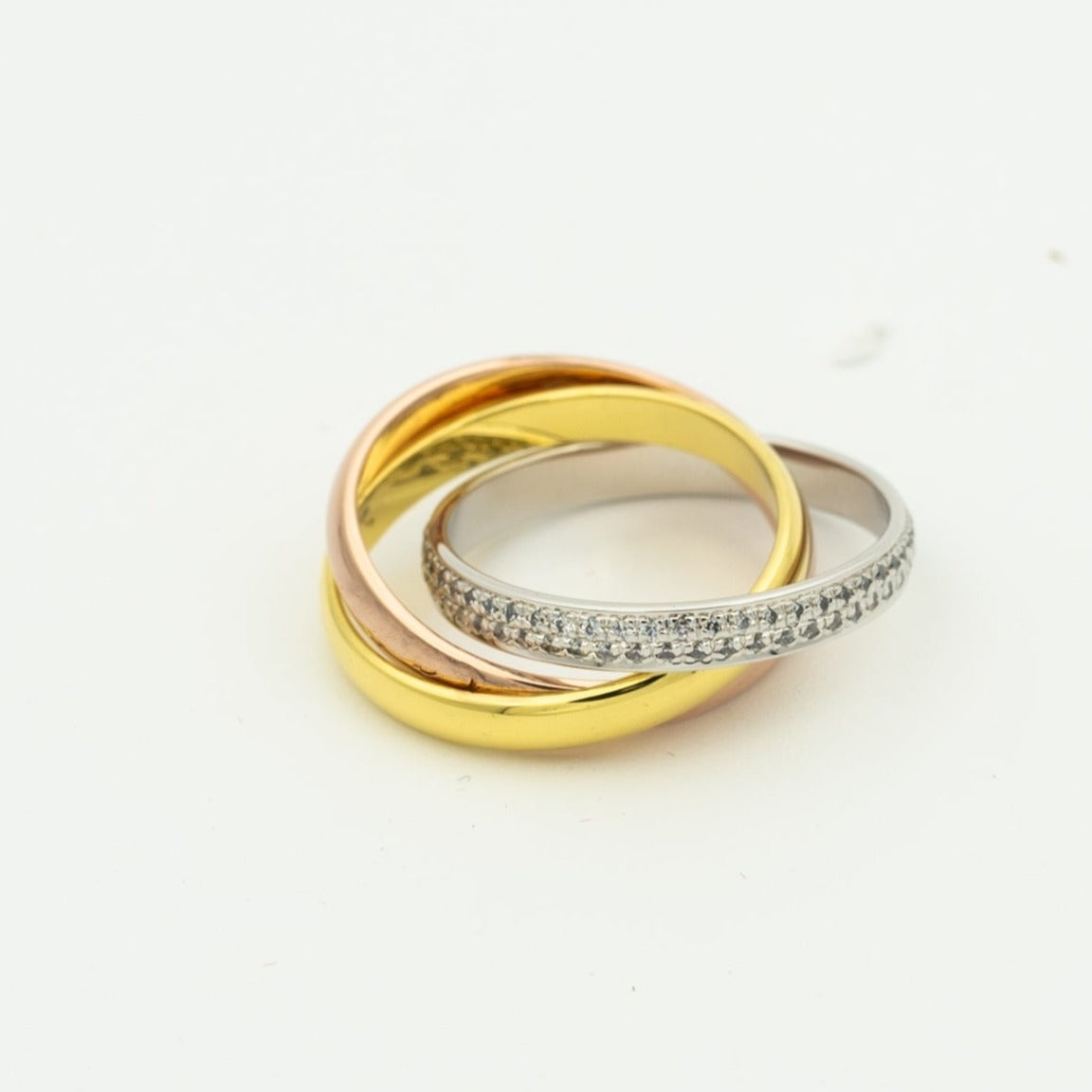 [Luxery Jewelry]TRINITY RING GOLD PINK GOLD SILVER DIAMONDS