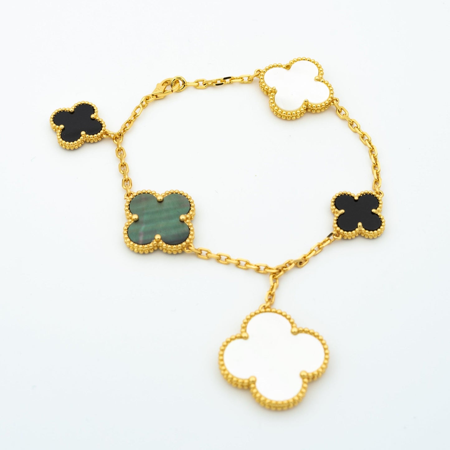 [Luxery]CLOVER BRACELET 5 MOTIFS ONYX MOP