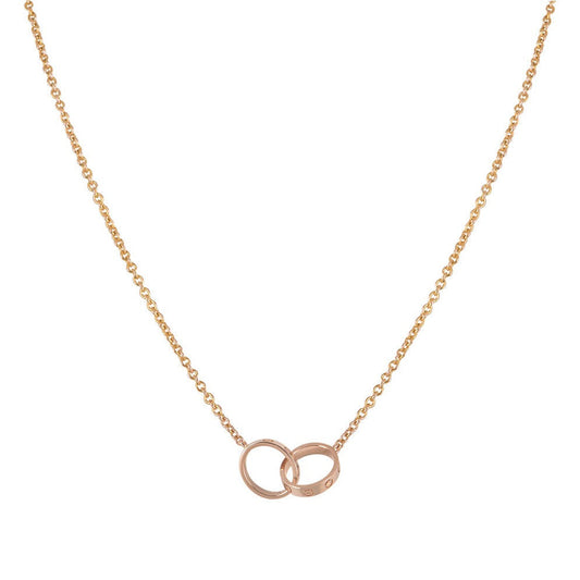 [Luxery]LOVE NECKLACE DOUBLE RING PINK GOLD